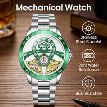 ONOLA 2026 New Men Automatic Mechanical Watch 30M Waterproof Stainless Steel Band Skeleton Business Gift - one-size - View 1