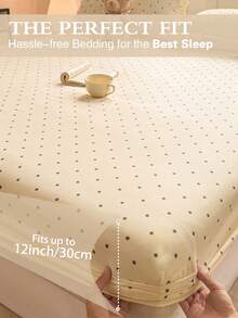 2/3pcs Skin-Friendly & Comfortable Minimalist Fitted Sheet Set, Printed Bedding, Mattress Protector, Bed Cover, Bed Sheet, Breathable Anti-Pilling Mattress Pad, Home Decor, Suitable For All Bed Sizes - Double, Full, Queen, King, All Seasons, Dust-Proof Fitted Sheet, Machine Washable - Gold - View 6