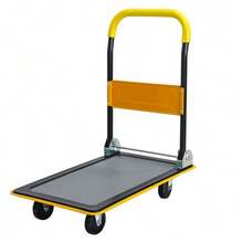 Flatbed Trolley, Platform Hand Truck With 150kg Load Capacity, 360-Degree Swivel Wheels, Foldable Trolley For Loading And Storage, Warehouse Yellow - 黃色 - 查看 9
