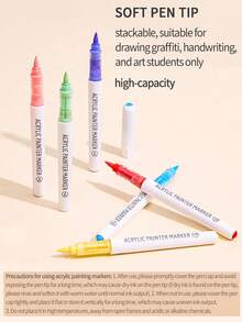 Bộ 207 bút dạ acrylic màu, đầu mềm, dung lượng lớn, nhiều màu, chống thấm nước, thích hợp vẽ graffiti trên giấy, đá, vải bố, gỗ, thủy tinh, gốm sứ và vải, bút khô nhanh, dụng cụ mỹ thuật. - Bộ - Xem 5
