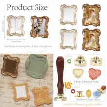 Vintage Embossed Frame Wax Seal Stamp - 3D Relief Photo Frame Seal Stamps With Wood Handle Retro Sealing Wax Stamp For Wedding Invitations Scrapbooking Letters Rectangle #4 - 橢圓形邊框印章#14 - 查看 2