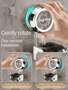 吸盘式淋浴喷头支架，壁挂式，无需钻孔，可拆卸，高度和角度可调节，透明手持花洒支架…… - A - 查看 2