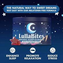 LullaBites Natural Sleep Gummies – Melatonin-Free Blend With 5-HTP, L-Theanine, Magnesium & Valerian – Vegan, Sugar-Free, Halal – Strawberry Flavor – 60 Gummies (30 Servings) - 1 chai - Xem 2
