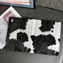 奶牛图案单件式奶牛纹毛绒质感翻盖平板电脑保护套，带笔槽，支持自动休眠/唤醒功能，兼容 iPad 10.9/10.2/Air 5/4/2、Pro 11、第 10/9/8/7 代、9.7 英寸、Air 11/13 (M3 2025)、11 (A16 2025)、Galaxy Tab S10+/S9/A9/A11。 - 彩色 - 查看 2