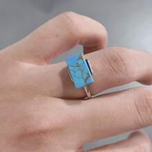 Fashionable Bohemian Style Synthetic Oval Turquoise Ring - The Perfect Jewelry Accessory For Holiday Gatherings And An Ideal Gift For The Special Lady In Your Life - Blue - View 14