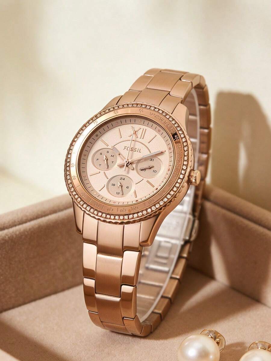 Fossil Stella Sport 玫瑰金表盘女士模拟腕表 ES5106 - 玫瑰金 - 查看 1