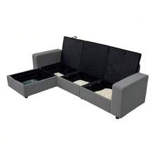 FX-P60EU- (SOFA 5180-37) - Corner Sofa With Storage, Modular Sofa, Sofa With Ottoman, Large Sofa For Living Room, Modern, Comfortable, Pocket Springs, 245.5 Cm - Grey - View 10