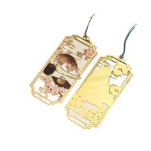 1件猫形金属书签尺，黄铜材质，中国古典风格，创意学生礼物，镂空设计，学习用品，返校季 - 款式一 - 查看 9