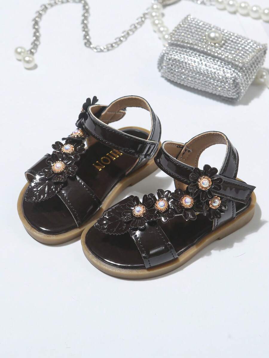 Children's Fashionable Summer Flat Sandals, One-Piece Sandals, New Stylish Elegant Minimalist Highly Attractive Princess Style Baby Sandals - Burgundy - View 1