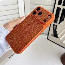 1 chiếc ốp lưng điện thoại da PU cao cấp họa tiết cá sấu, phủ lớp sơn kim loại, bảo vệ toàn diện chất lượng cao, chống sốc, tương thích với iPhone 17 Pro Max 17 Pro - trái cam - Xem 5