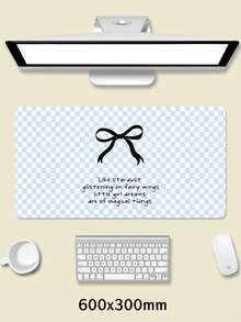 1 Miếng, Tấm lót chuột bằng da PU họa tiết nơ kẻ caro xanh dương, Thảm lót bàn laptop, Chống trượt, Có thể giặt, Chống bám bẩn, Thích hợp cho các cặp đôi/sinh viên/văn phòng/không gian học tập, Quà tặng sinh nhật, Quà tặng tốt nghiệp. - Xem 16