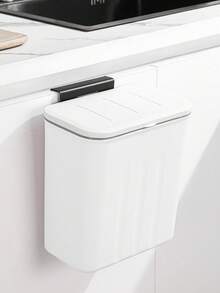 Wall-Mounted Trash Can 2-In-1 , Quiet Close Rectangular Plastic Wastebasket, Space-Saving Design For Bathroom, Kitchen, And Office Use, Easy Installation, No Electricity Required - Multicolor - View 7