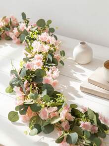 1pc Faux Colorful Easter Eucalyptus Wreath, Suitable For Spring & Summer Home Decor, Tabletop Decor, Wall Hanging, Indoor Decoration, Restaurant Decor - Pink - View 5