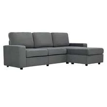 FX-P60EU- (SOFA 5180-37) - Corner Sofa With Storage, Modular Sofa, Sofa With Ottoman, Large Sofa For Living Room, Modern, Comfortable, Pocket Springs, 245.5 Cm - Grey - View 4