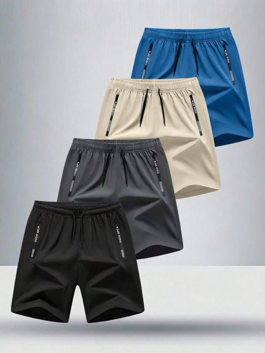 4pcs/Set Teen Boy Casual Drawstring Waist Shorts, Versatile For Sports & Outdoor - Grey - View 1