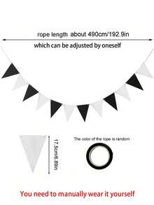 4pcs Black & White Graduation Flags, Minimalist Black & White Triangle Pattern Flags, Suitable For Various Theme Parties, Daily Birthday Gatherings, Family Gatherings, Class Reunions, Etc. - Raise the Flag - View 9