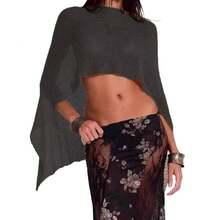 A Sexy Transparent Cape Top, Lightweight Shawl, Sweater Cover-Up, Beachwear Wrap - Kiểu A, màu đen, họa tiết không đều (sợi viscose) - Xem 13