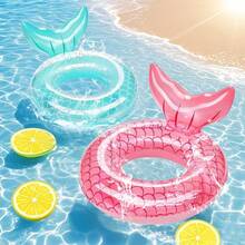Mermaid Tail Inflatable Pool Float - Donut Shaped With Mermaid Tail, Available In Green And Pink, Family Fun Summer Water Toy Suitable For Children And Adults, Beach & Pool Party Floats - Multicolor - View 12