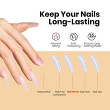 Beetles 30ML HEMA-Free Acid-Free Protein Nail Primer, Professional Large Refill Size Nail Prep For Acrylic & Gel Polish, Salon & Home DIY Manicure Essential - 30ML Clear Protein Nail Primer - 查看 5