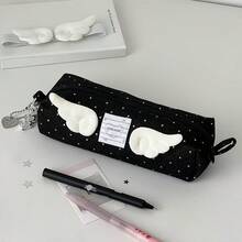 Hộp đựng bút bằng vải denim họa tiết cánh thiên thần và ngôi sao, dung tích lớn, túi đựng bút thời trang, hộp đựng đồ dùng học tập dễ thương dành cho bé gái. - Nhiều màu - Xem 6