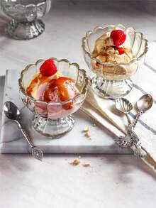 4pcs Glass Dessert Bowl - 5 Oz Mini Glass Ice Cream Cup With Base, Tulip Ice Cream Cup With Base, Small Vintage Glass Parfait Cup, Suitable For Desserts, Sundaes, Fruits, Puddings, Ice Cream, Salads, Cocktails, Condiments, English Fruitcake - Transparent - View 5