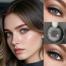 LEERMOO New Stunna Romona Gray Natural 1 Pair 6 Months Disposable 38% Water Content UV Protection Enlarging Light Brown Eyes Makeup For Party & Daily Use - Stunna Romona - View 2