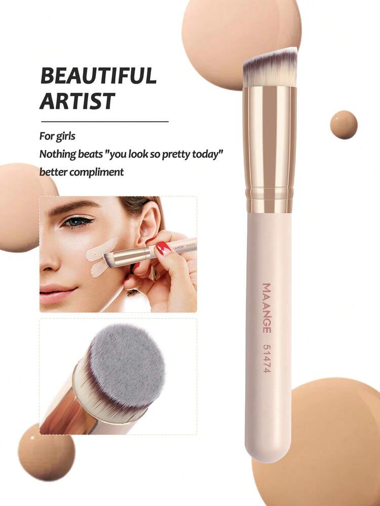MAANGE 13pcs Makeup Brush Set, Including Foundation Brush, Powder Brush, Blush Brush, Concealer Brush, Contour Brush, Highlighter Brush, Eyeshadow Brush, Eyebrow Brush, Eyeliner Brush, Detail Brush, Suitable For Home Or Travel Use.Gifts For Women And Girls. - Apricot - View 7