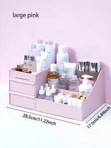 1 Set Makeup Organizer Rack, Vanity Perfume & Skincare Storage Holder, Dual-Layer Elevated Lipstick Stand, Dorm Desktop Storage Box Rack, Display Shelf - Black - View 6