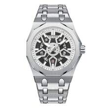 1pc Mechanical Style Men's Watch, Hollow Dial Octagonal Case, With Calendar Display, Suitable For Work And Daily Wear Gift - one-size - View 11