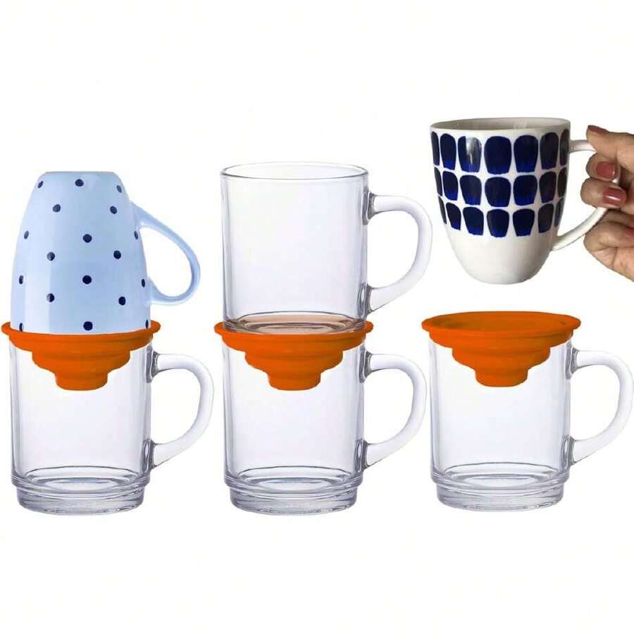 Stackable Cup Organizer For Kitchen Cabinet, Closet And Pantry Organization, Expandable And Stackable Storage Solution For Tea Cups And Coffee Mugs, Saves Space, 44594199 - 銀色 - 查看 1