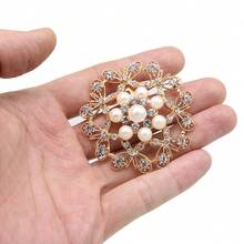 1枚女士仿珍珠胸针，镶嵌水钻花朵，金色，可作腕花、丝巾夹、日常/派对配饰、情人节/母亲节礼物、新娘捧花DIY装饰礼物，送给母亲、父亲、毕业生和老师 - 彩色 - 查看 11