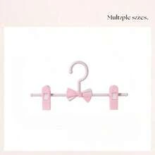 Adjustable Children & Adult Pants Hangers With Clips, Cute Bow Skirt Hangers, Non-Slip Household Clothes Drying Racks - Pink - View 9