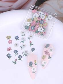 1盒3D可爱花朵春季美甲装饰Y2K蜜蜂雏菊玫瑰樱花花瓣混合设计木浆美甲饰品亮片DIY美甲装饰沙龙美甲用品 - 彩色 - 查看 8