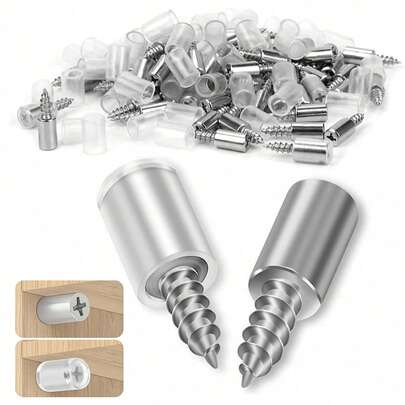 50 Self-Tapping Screws, Shelf Support Pins With Anti-Slip Sleeves, Steel Pin Self-Tapping Screws For Cabinet Shelf Support, Integrated Self-Tapping Screws For Glass Furniture Cabinet Support, Shelf Support Nails, Shelf Support Nails With Anti-Slip Covers, And Cabinet Rack Nails Are Suitable For Furniture, Shoe Cabinets And Kitchens.