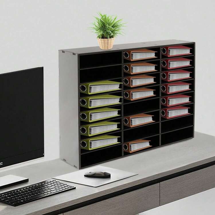 SanBouSi 24-Compartment Literature Organizer Desktop File Holder Office Mailbox - Black - View 5