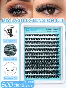240pcs/Set 30D Curl Individual Lashes, 0.07D Curl (0.31-0.63 Inch) Natural Looking Fluffy & Soft Reusable Segmented False Eyelashes, Suitable For Daily Makeup, Wedding, Party, Holiday, Mother's Day, Easy DIY For Beginners - D - View 12