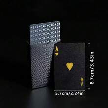 Bộ 54 lá bài nhựa PVC màu vàng, chống thấm nước và có thể giặt được, bài giấy dày màu vàng sáng tạo, thích hợp cho các buổi họp mặt gia đình, trò chơi trên bàn, tiệc tùng, các trò chơi bài cổ điển và biểu diễn ảo thuật. - đen - Xem 3