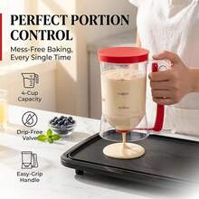 1PCS Pancake Batter Dispenser, Batter Dispenser With Handle, Pancake Dispenser For Batter, Pancake Dispenser, Pancake Baking Tray Mixing Dispenser, Perfect Pancake, Cupcake, Waffles, Muffin Mixture, Cake, Cupcake Paper Tray, Kitchen Tools, Baking - Red - View 6