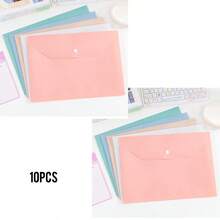 10pcs/5pcs A4 Clear PP Plastic Document Folders With Clips, Waterproof File Storage Bags For Students & Office, Multi-Color (Pink, Blue, Green, Purple) - Gradient Macaron Colors (Upgraded and Thickened) - View 6