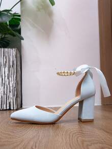 Spring/Autumn Fashion Wedding Heels, Comfortable Breathable Chunky Heel Shoes, Sexy & Elegant Design For Women, Mothers Day Gift - Baby Blue - View 6