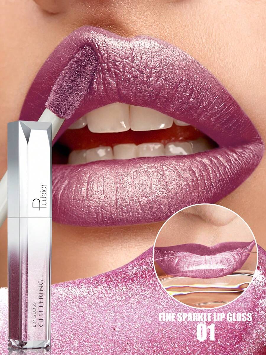 Pudaier Valentines Day Gift Metallic Matte Waterproof Non-Smudge Lip Gloss Suitable For All Skin Tones - 01 - View 1
