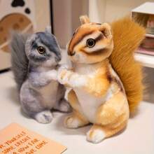 BLUESLEMON Realistic Squirrel Plush - 7.48'' Kawaii Chipmunk Stuffed Animal, Soft Gray & Stuffed Doll For Bedtime, Decor, Collectors - Rag Doll Photo Prop For Home Room Decoration - Multicolor - View 6