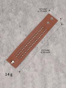 1pc Leather Bracelet, Personalized Rivet Wide Cuff Bracelet, Punk Style Stage Performance Accessory, Unisex, Nightclub Decor, Gift For Boyfriend - Bracelet - View 10