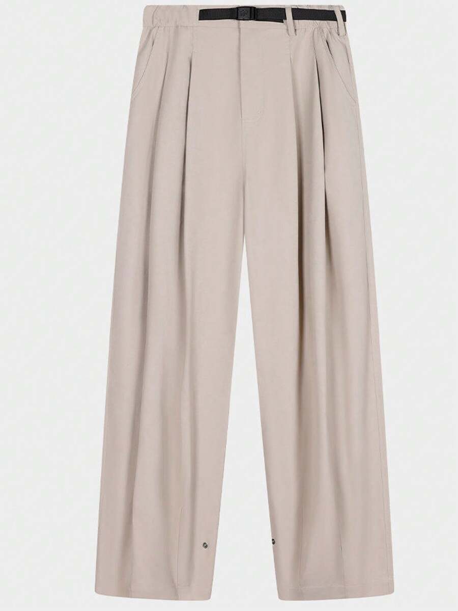 CAMEL CROWN Quần dài nữ kiểu dáng thường ngày, unisex, dáng rộng, đa năng, mềm mại, cạp cao, ống rộng. - tro nấm cục - Xem 1