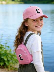 2pcs/Set Kids Baseball Cap & Mini Backpack, Outdoor Sun Hat With Strap For Boys & Girls, UV Protection, Ages 3-12 - Pink - View 3
