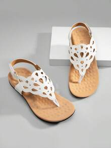 Athlefit Women's Orthopedic Sandals Summer Adjustable Orthotic Thong Sandals With Arch Support - 白色 - 查看 6