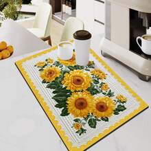 Gold Sunflower Autumn Style Kitchen Countertop Drying Mat, Quick Dry Trivet For Dining Table, Bar, Coffee Machine, Rubber Bottom, Absorbent & Anti-Slip, Easy To Clean - Yellow - View 11