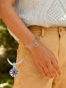 1件简约独特925纯银春日花朵兔子吊坠，妈妈专属DIY吊坠，精致首饰，男女皆宜 - 集合 - 查看 4