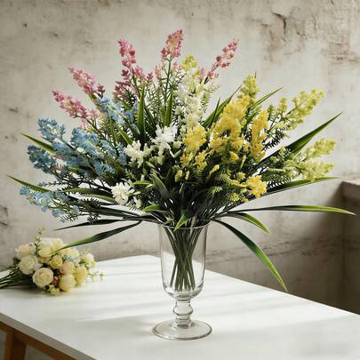 5 bông hoa oải hương nhân tạo 36cm*25cm | Bó hoa oải hương giả bằng nhựa 5 màu dùng trang trí nhà cửa, đám cưới và sân vườn trong nhà, ngoài trời.