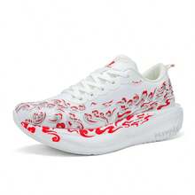 新款民族风女鞋，红色吉祥云透气网面休闲运动鞋，软底减震跑步鞋，轻便透气夏季跑步鞋，时尚百搭休闲鞋 - 紅色 - 查看 1